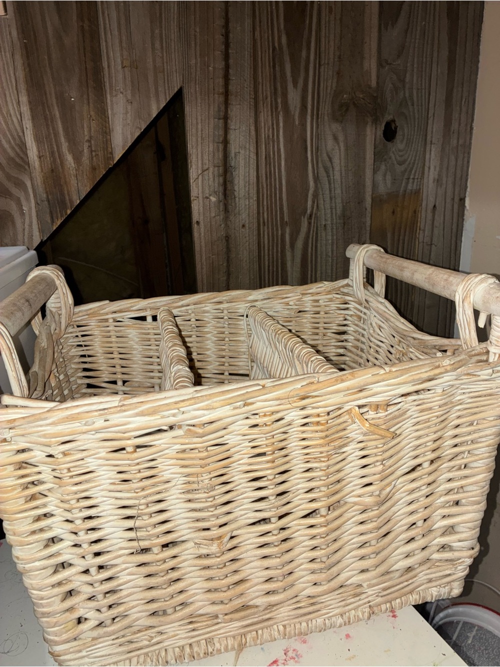 Wicker Storage Basket with Dividers - Natural Rattan